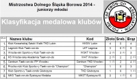 Klasyfikacja medalowa klub&oacute;w po zawodach w Borowej k. Oleśnicy